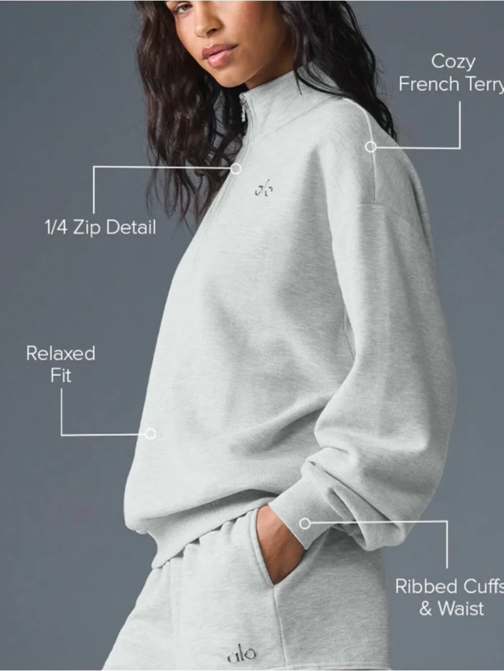 ✨ Alo Yoga Accolade 1/4 Zip Pullover in Heather Grey